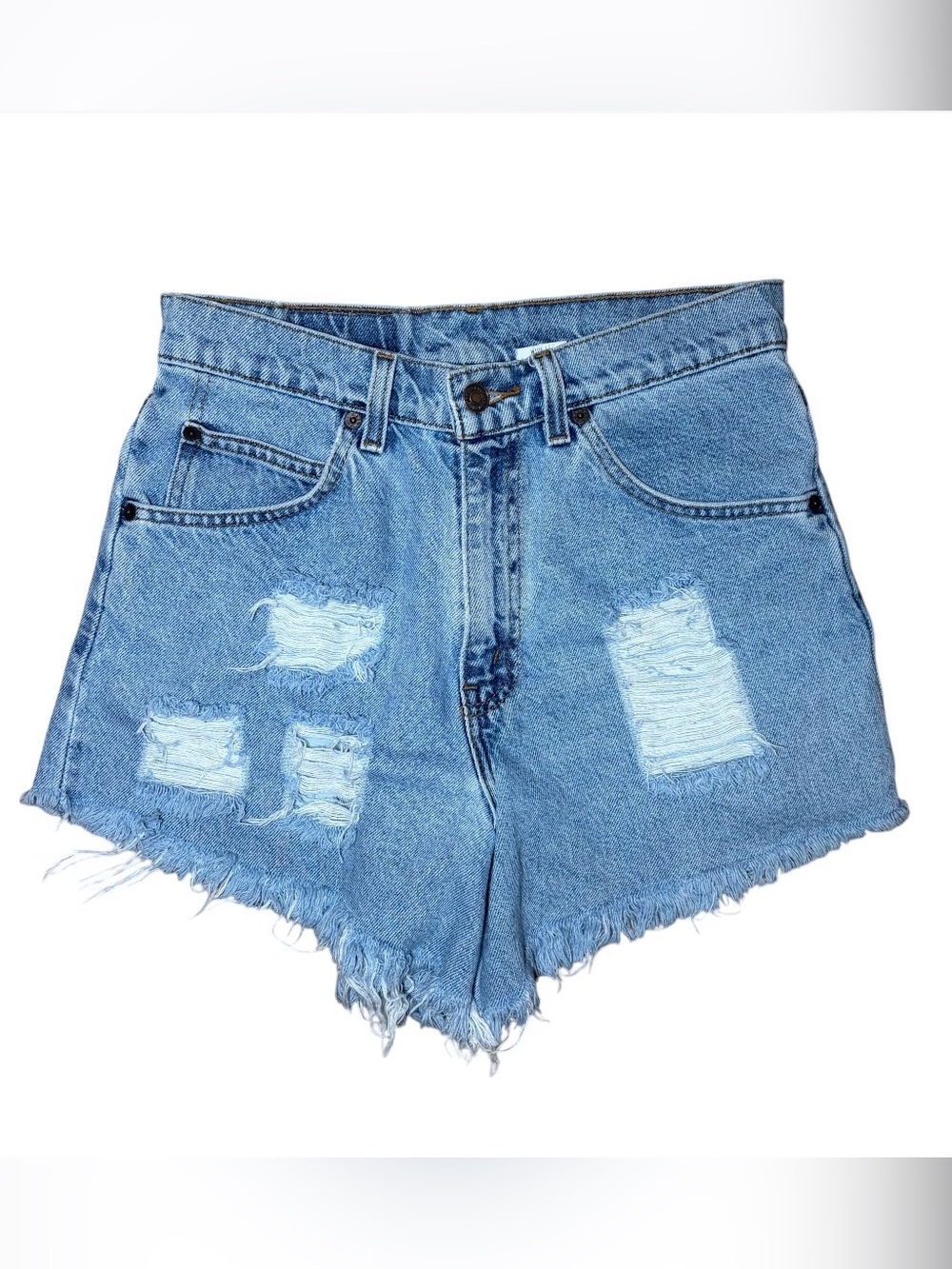 Levis 565 Wide Leg Student Cut Off Denim Shorts 28 Distressed